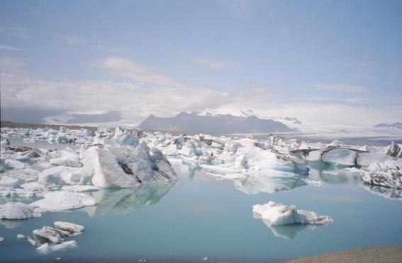The glacial lagoon as viewed from land