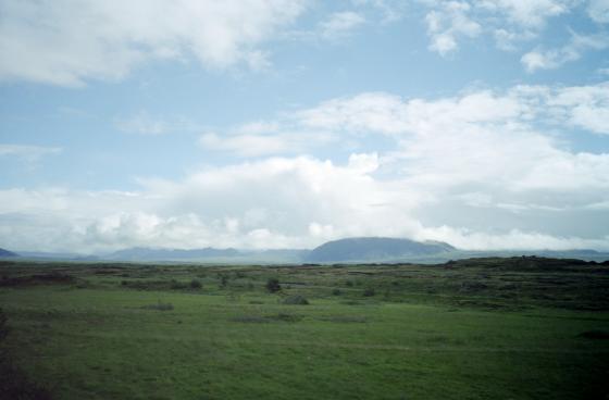 Looking over the plains at the mountains from ingvellir