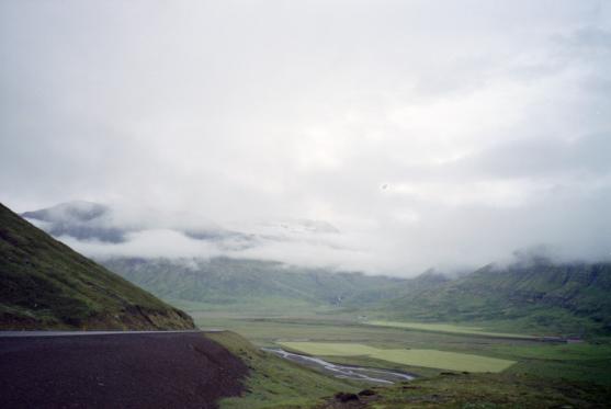 The road from the waterfall towards east Iceland