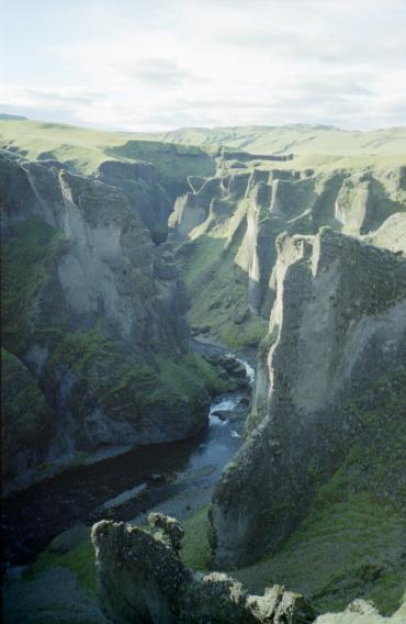 A gorge with rock columns carved out by water