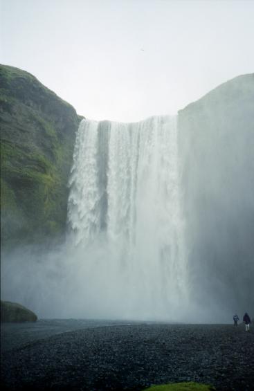 Skógafoss and the mist generated from the base
